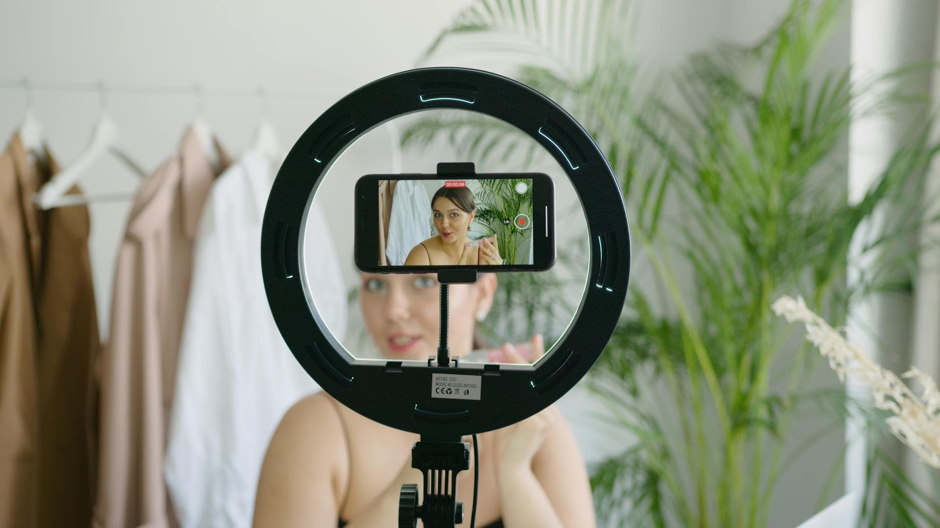 Creator presenting with ring light